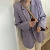 紫色西装外套女2024春秋双排扣小个子气质显瘦网红炸街上衣潮