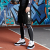 篮球紧身裤运动训练长裤男七分跑步健身衣服套装，速干高弹力(高弹力)压缩裤