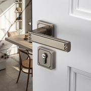 新中式门锁室内卧室房间木门锁房门锁家用静音磁吸门把手分体锁具