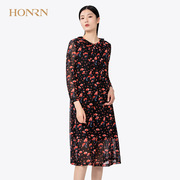 HONRN/红人春季女装长袖荷叶领连衣裙商场同款HF11OL518