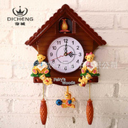 客厅挂钟 儿童房报时摇摆挂钟 艺术创意欧式家居装饰挂钟