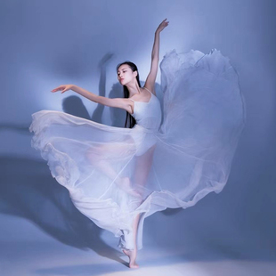 现代古典舞蹈表演出练功服装720度大裙摆长裙天丝雪纺轻薄飘逸女
