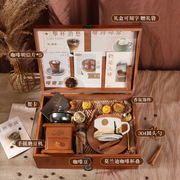 手磨咖啡机套装礼盒复古家用手动咖啡豆研磨机咖啡磨粉机器具手磨