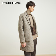 rs流石男装高端中长款双面呢大衣，冬季宽松羊毛，时尚高级感外套男士