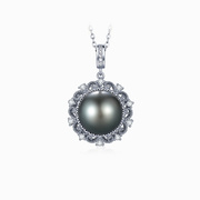 meluxe大溪地黑珍珠吊坠女款高级感设计感正圆强光项链母亲节礼物
