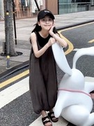 女童背带裤套装夏季韩版儿童宽松连体，裤子大童背心两件套洋气