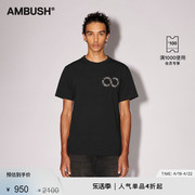 AMBUSH男女同款黑色棉质BIGGLOBE标识圆领休闲短袖T恤