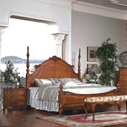 美式乡村实木床双人床欧式复古公主床卧室雕花大床婚床1.5米1.8米