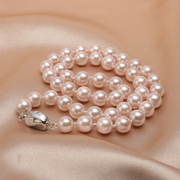 深海贝壳项链女粉色贝珠珍珠正圆强光锁骨链送妈妈婆婆母亲节礼物