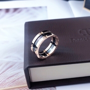 戒指男大宽版欧美黑色潮时尚，个性陶瓷钛钢，食指环单身男士复古戒指