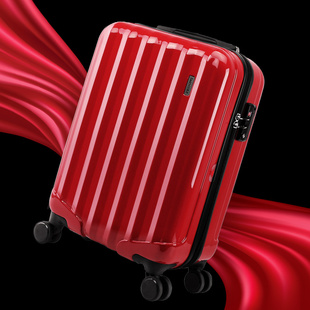 思慕尔纯pc拉链旅行箱，男登机箱红色拉杆箱，万向轮女行李箱2024寸