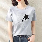 星星几何创意短袖休闲风印花女上衣圆领学生薄款青年时尚T恤
