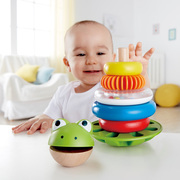 hape青蛙花式圆环堆塔彩虹，套圈叠叠乐儿童，益智力堆堆层层玩具1岁+