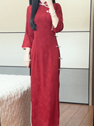 抹茶麻薯2023年新中式年轻款，红色旗袍结婚礼服，高级感连衣裙