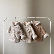 儿童冬装棉袄韩国宝宝洋气，碎花加绒加厚棉服外套婴幼儿保暖外出服