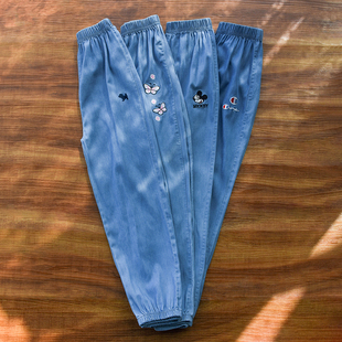 女童裤子夏季薄款防蚊裤，儿童天丝棉长裤，大童空调裤洋气刺绣灯笼裤