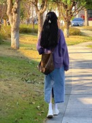 紫色毛衣开衫女2023早秋温柔韩系减龄学院风V领显瘦针织外套