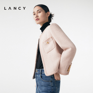 LANCY/朗姿春季小香风短款外套女法式高级感简约优雅圆领上衣