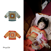 kalinka春夏儿童镂空彩色，花纹针织衫男女童手工毛衣线衫34