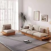 侘寂风实木沙发小户型客厅，简约日式原木榻榻米，地台北欧储物沙发床