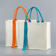 帆布包定制飘带环保袋购物企业，托特布袋子(布，袋子)白色大容量手提袋印logo