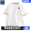 GENIOLAMODE圆领t恤男夏季纯棉创意口袋猫短袖学生假两件拼色半袖