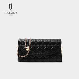 时代双鱼tuscan's经典百搭黑色，小香风菱格手提包包女士通勤
