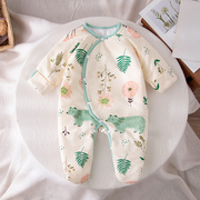 婴儿冬装衣服连脚连体衣0-3-6个月，宝宝包脚哈衣男孩新生儿棉衣a类