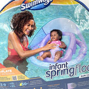 swimschool婴幼儿双层戏水船游泳圈带伸缩遮阳蓬伞坐圈防晒紫外线