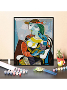 数字油画毕加索风抽象艺术 diy手绘填色油画背景墙卧室玄关装饰画
