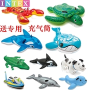 水上充气游泳池动物戏水玩具儿童游泳圈成人乌龟鲨鱼海豚蓝鲸坐骑