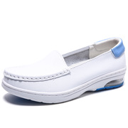 2023牛皮白色女护士鞋舒适坡跟潮流时尚韩版不累脚工作鞋子