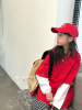 凹末韩国童装儿童新年红T2024春款男女童休闲纯色刺绣宽松短袖T恤