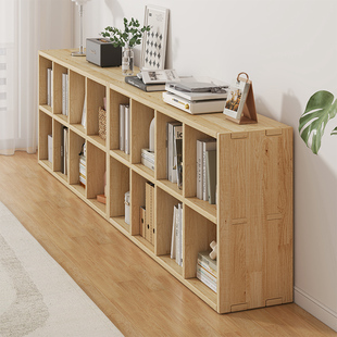全实木书架置物架落地靠墙组合格子柜客厅松木，储物收纳矮家用书柜