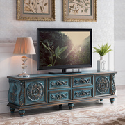 美式地柜欧式电视柜实木彩绘雕花，客厅卧室影视柜1.5米1.8米2米