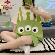 俞兆林睡衣女夏季纯棉短袖可爱学生三眼仔薄款夏天家居服两件套装