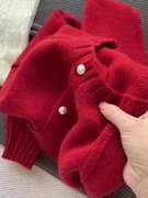 大牌外贸女装撤回本命年红色，毛衣秋冬高级感洋气针织开衫外套