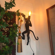 北欧麻绳猴子灯后现代个性创意，咖啡厅酒吧工，业风吊灯动物装饰壁灯