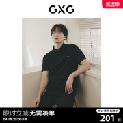 gxg男装商务满身刺绣短袖polo衫男休闲时尚翻领短袖t恤24夏