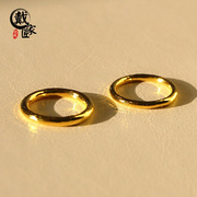 手工黄金戒指足金素圈指环定制男女情侣对戒简约订婚指环礼物