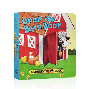 农场动物认知拟声词学习Open the Barn Door Find a Cow英文原版绘本翻翻书A chunky flap Book趣味手掌书1-3岁纸板撕不烂书不怕咬