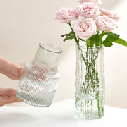 欧式简约现代玻璃花瓶透明水养玫瑰百合富贵竹，客厅餐桌插花瓶摆件