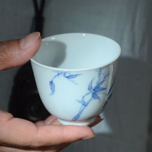 景德镇手绘青花瓷釉下彩梅兰竹菊陶瓷主人杯 茶具普洱茶杯 品茗杯
