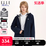 elleactive2023秋冬中长款风衣外套，男女同款加绒连帽上衣高级感