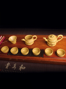 陶立方紫砂茶壶，套装段泥茶具套装手工浮雕，仿竹茶具送礼
