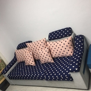 头枕罩子沙发长靠垫三角形长方腰枕靠枕套亚麻棉蝴蝶印花布料定制