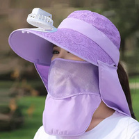 带电风扇，防晒面罩披肩一体遮阳帽