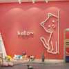 网红公仔猫咖装饰品宠物店布置贴纸画奶茶墙壁，蛋糕咖啡餐厅背景面
