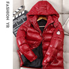 高端青中年休闲工装红色羽绒服23冬季款情侣短款潮流加厚保暖外套