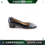 香港直邮salvatoreferragamo女士黑色漆皮尖头，低跟鞋0593791
